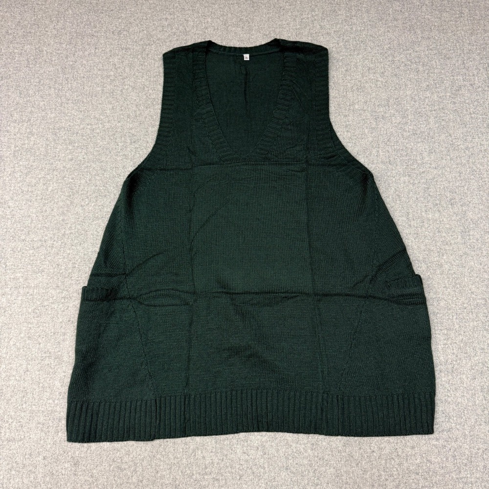 Unbranded Knit Sweater Vest Size XL Green V-Neck Pockets Sleeveless Layering Top